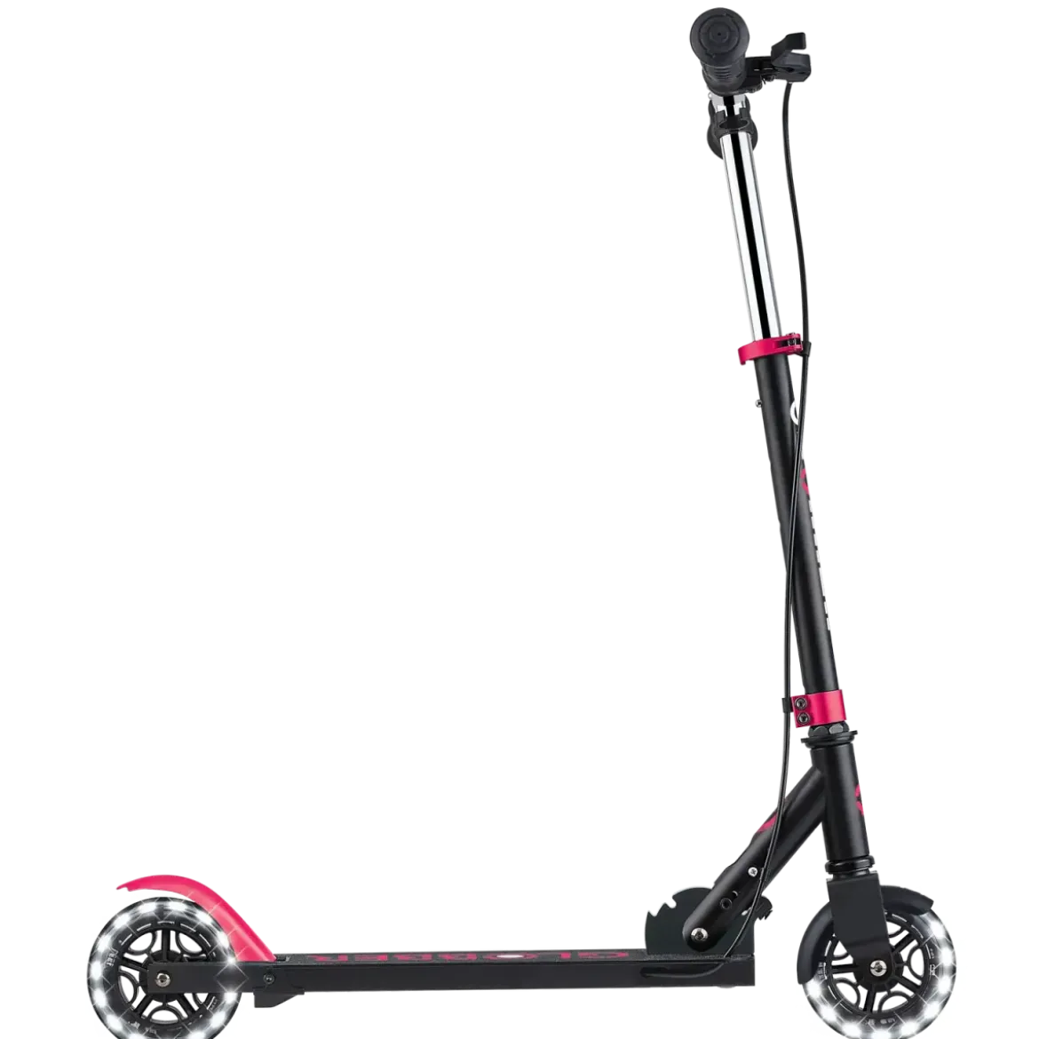 Monopattino Pieghevole per Bambini 2 Ruote Nero Rosa Luci Anteriori