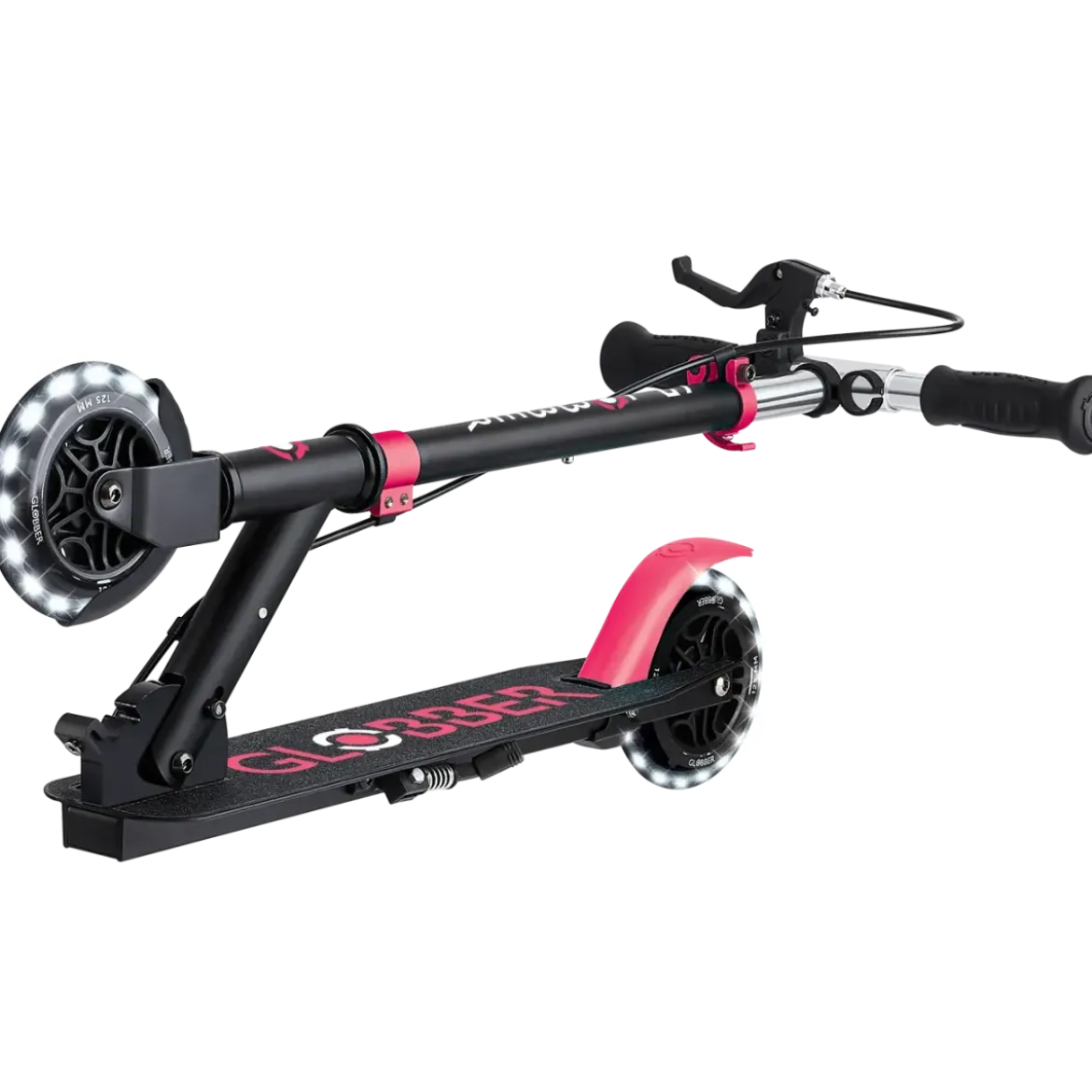 Monopattino Pieghevole per Bambini 2 Ruote Nero Rosa Luci Anteriori