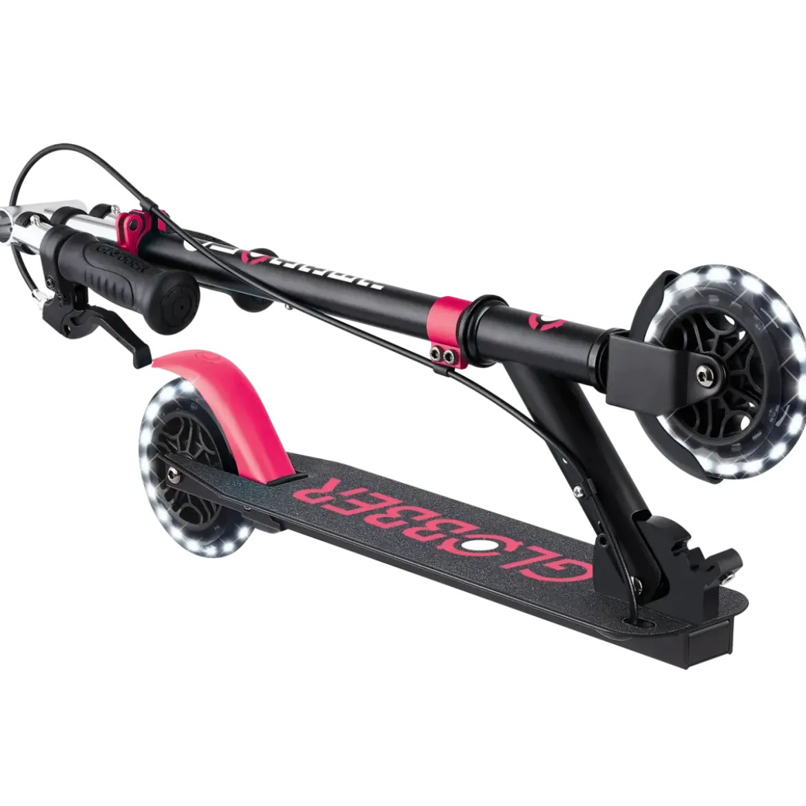 Monopattino Pieghevole per Bambini 2 Ruote Nero Rosa Luci Anteriori
