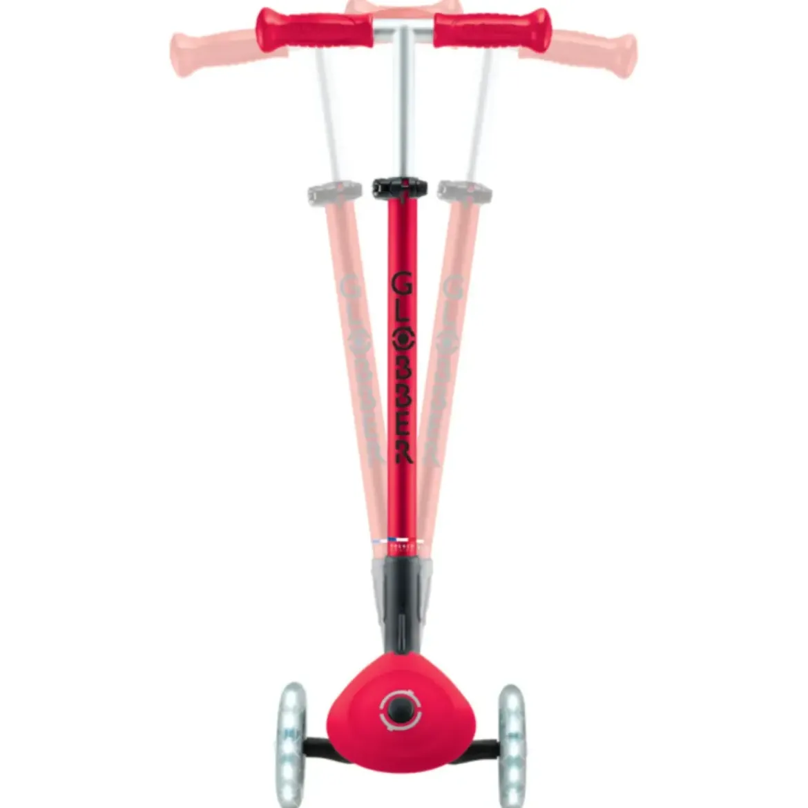Monopattino 3 Ruote Bambini Pieghevole Regolabile Ruote LED Rosso Nero