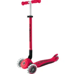 Monopattino 3 Ruote Bambini Pieghevole Regolabile Ruote LED Rosso Nero