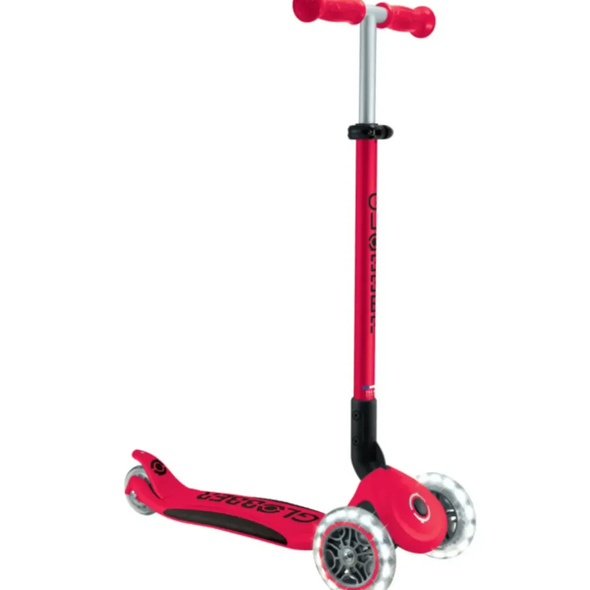 Monopattino 3 Ruote Bambini Pieghevole Regolabile Ruote LED Rosso Nero