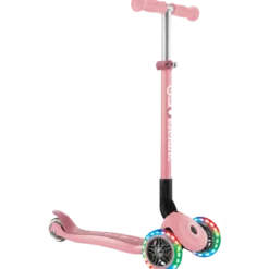 Monopattino 3 Ruote Bambini Rosa Pastello Pieghevole Luci LED 50 kg