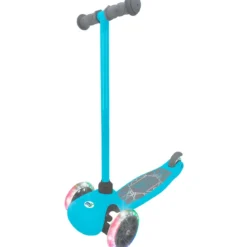 Monopattino 3 Ruote LED Bambini Pieghevole Azzurro Cuscinetti ABEC-5