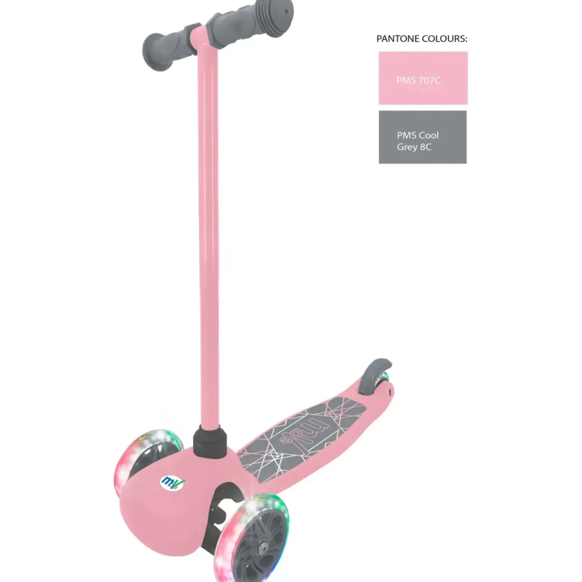 Monopattino 3 Ruote LED Bambini Pieghevole Rosa Cuscinetti ABEC-5
