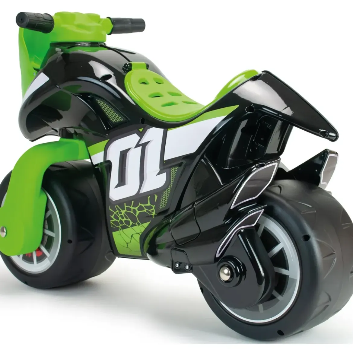 Moto Cavalcabile per Bambini Verde Nero Primi Passi Scooter Ergonomico