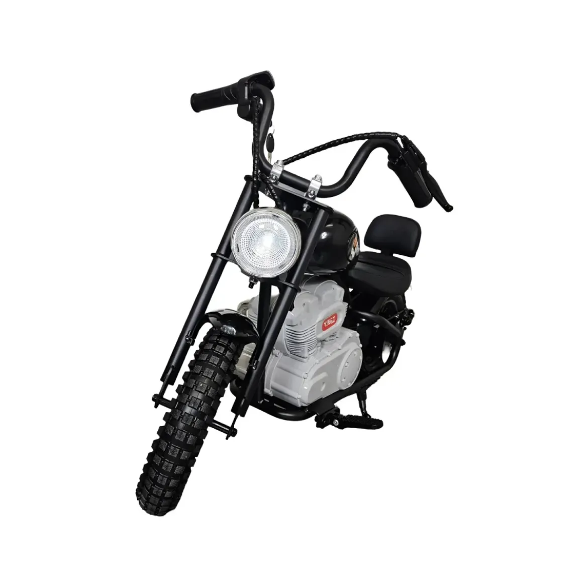 Moto Elettrica per Bambini Chopper Nero 24V 200W Sedile in Pelle