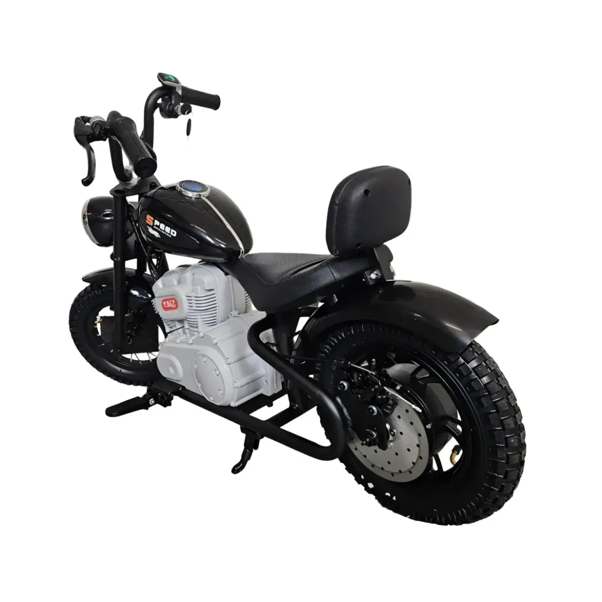Moto Elettrica per Bambini Chopper Nero 24V 200W Sedile in Pelle