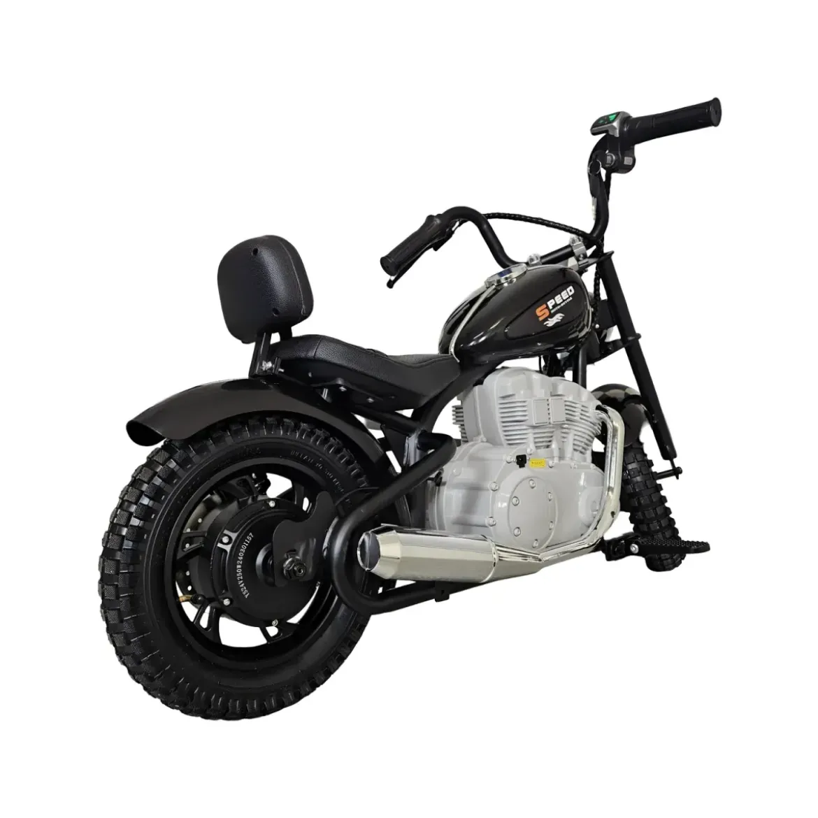 Moto Elettrica per Bambini Chopper Nero 24V 200W Sedile in Pelle