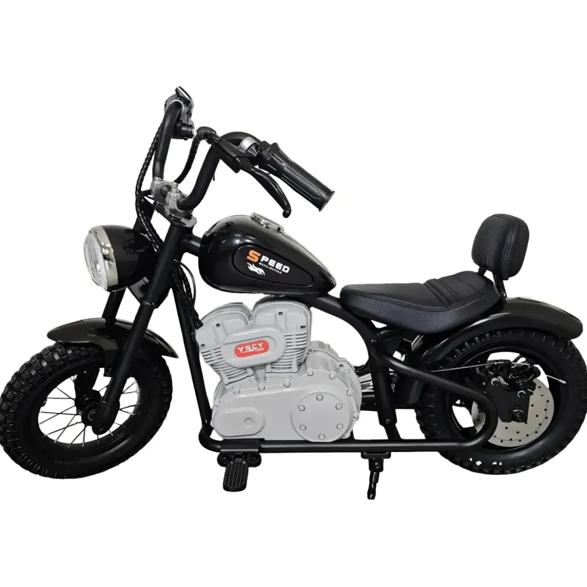 Moto Elettrica per Bambini Chopper Nero 24V 200W Sedile in Pelle