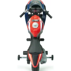Moto Elettrica per Bambini Honda 12V Blu con Rotelle Laterali Luci LED