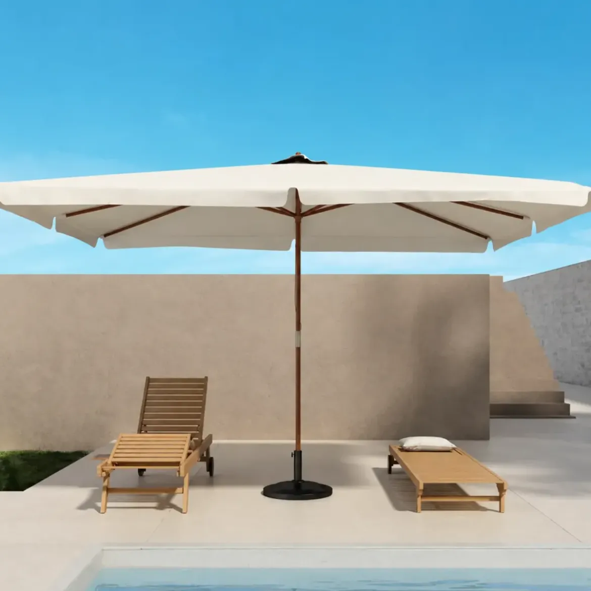 Ombrellone Avorio Quadrato 3x3 Tavolo Terrazzo Estate Giardino Ombra