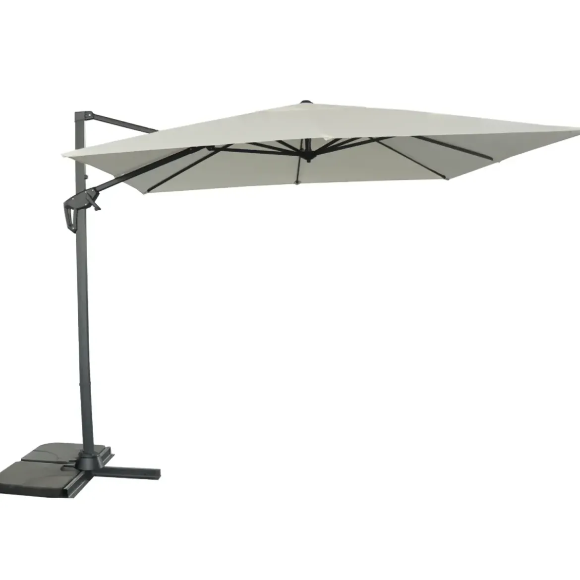 Ombrellone Decentrato da Giardino Grigio 270x270 cm Base Girevole