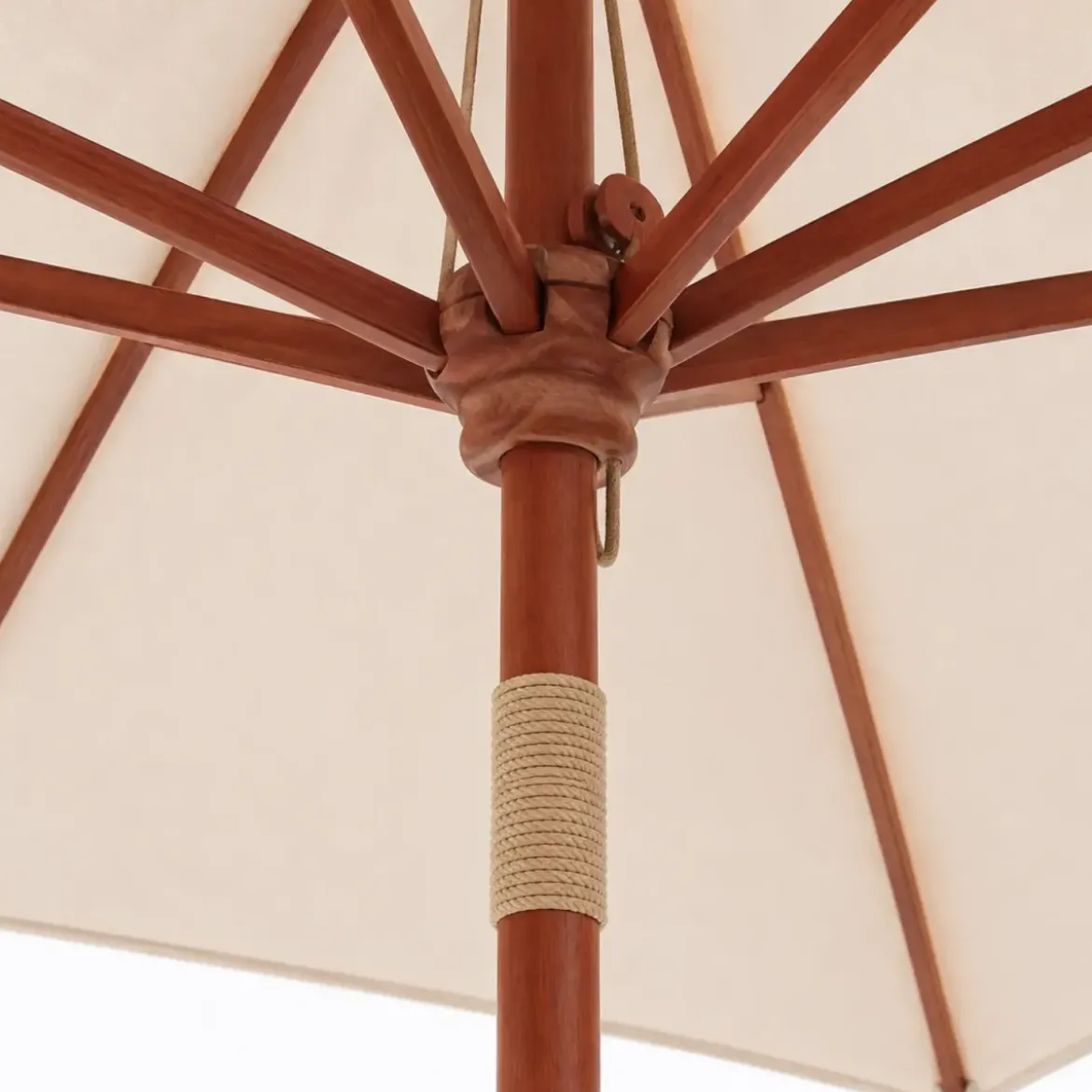 Ombrellone in Legno 2x3 Metri Palo Centrale Telo Ecru da Esterno Professionale