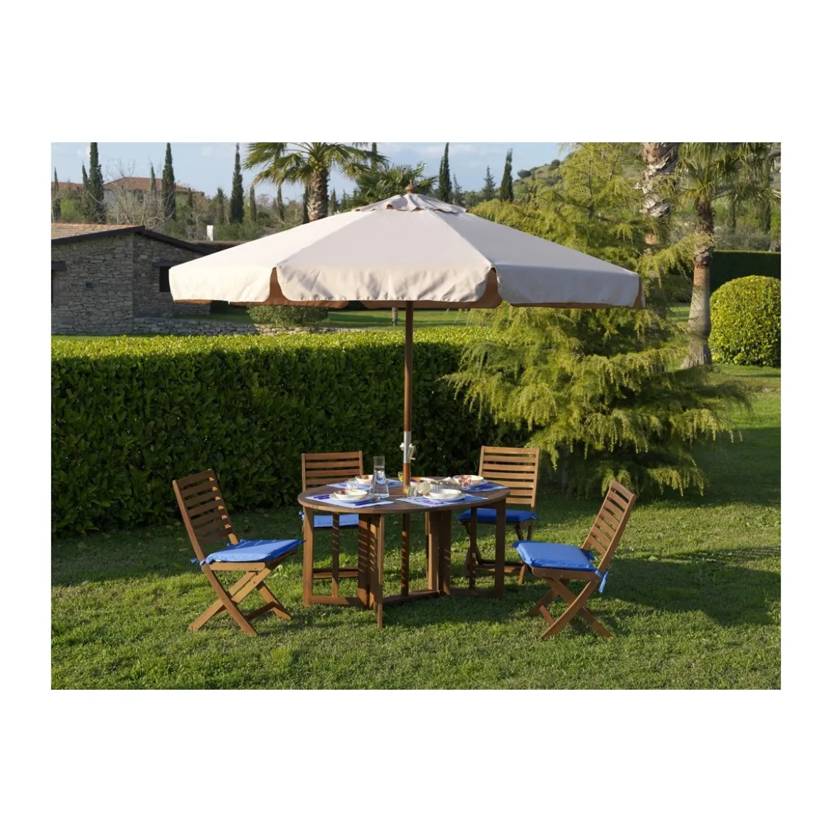 Ombrellone in Legno 2x3 Palo Centrale Rettangolare da Giardino Terrazzo Tavolo