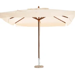 Ombrellone in Legno 3x3 Palo Centrale Telo Ecru Idrorepellente Quadrato Giardino