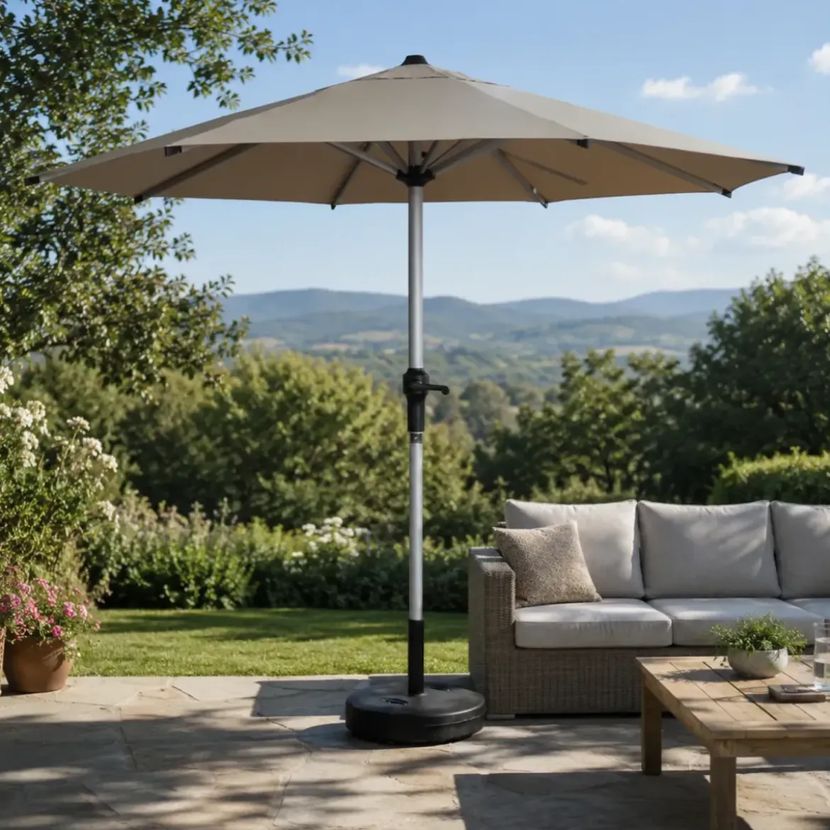 Ombrellone per Giardino 250x250 cm con Palo Centrale Sabbia Alluminio
