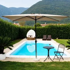 Ombrellone per Giardino 2x3 m Beige Palo Centrale con Carrucola