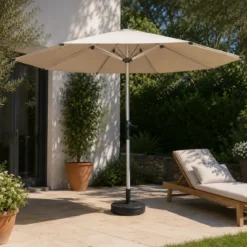 Ombrellone per Giardino 3x3 m con Palo Centrale Beige Alluminio