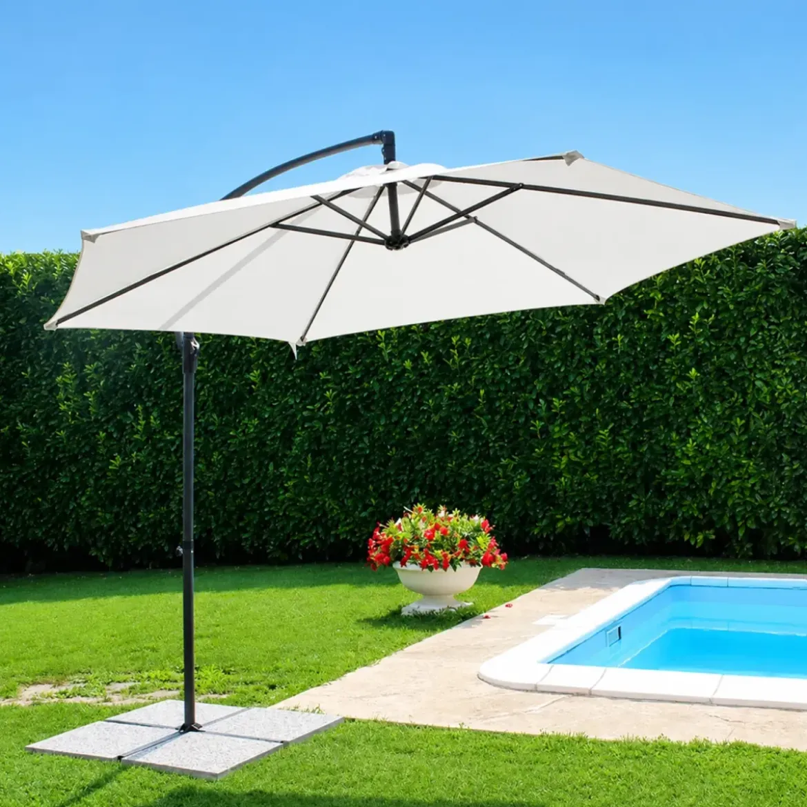 Ombrellone per Giardino 3x3 m Palo Laterale Bianco Antracite