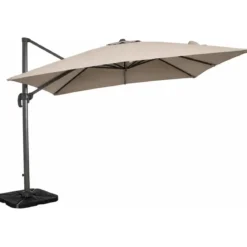 Ombrellone per Giardino 3x3 m Palo Laterale Tortora Base a Crociera