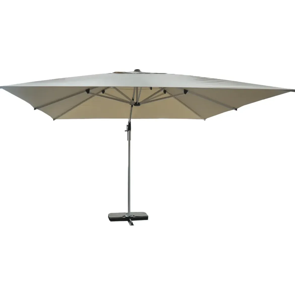 Ombrellone per Giardino 4x4 Palo Decentrato Alluminio Beige Antivento