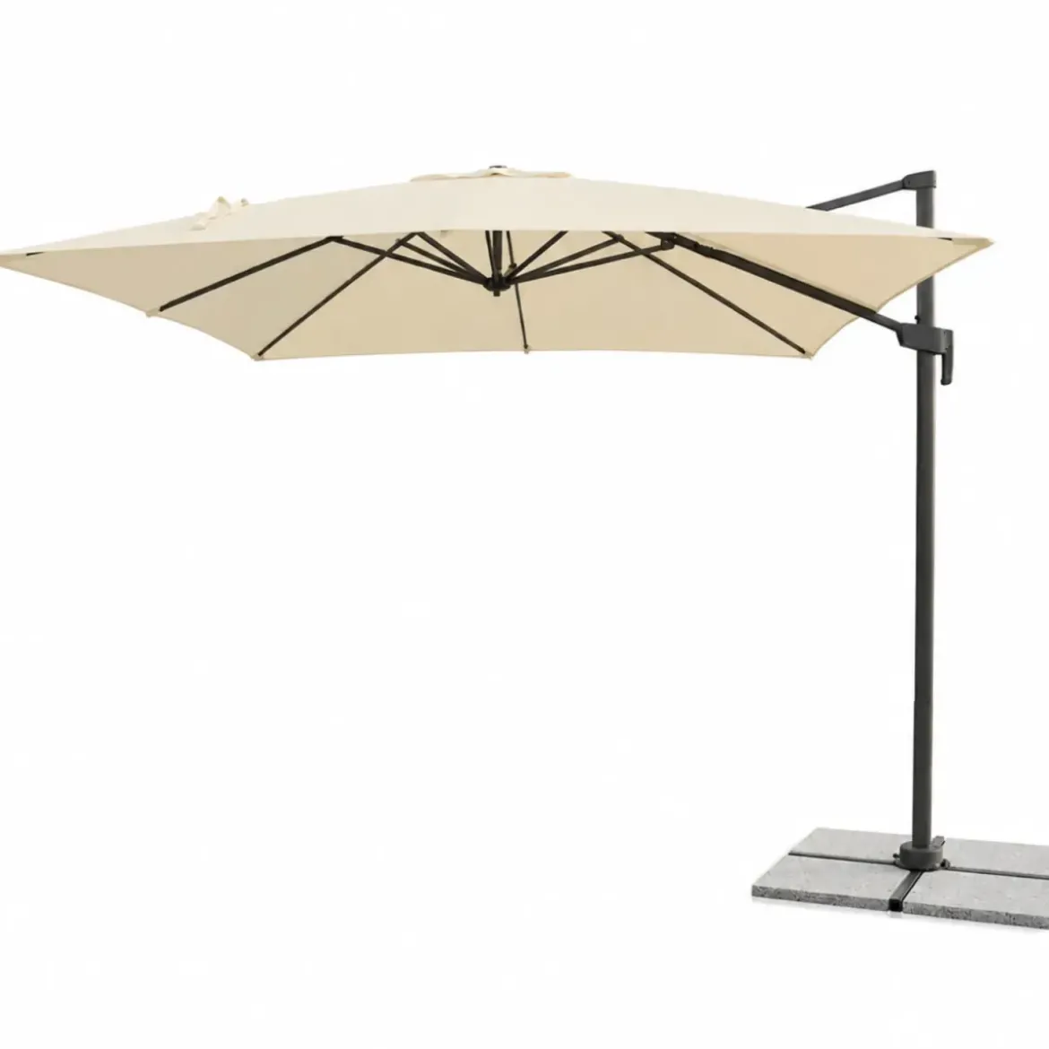 Ombrellone per Giardino 3x3 Palo Laterale Ecrù Nero Base a Crociera