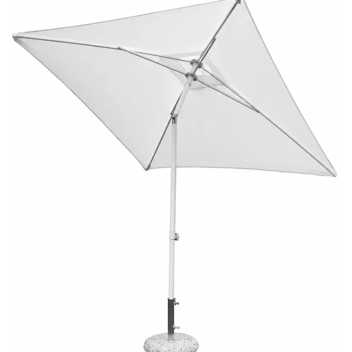 Ombrellone per Giardino 2x2 Quadrato Palo Centrale Bianco Alluminio