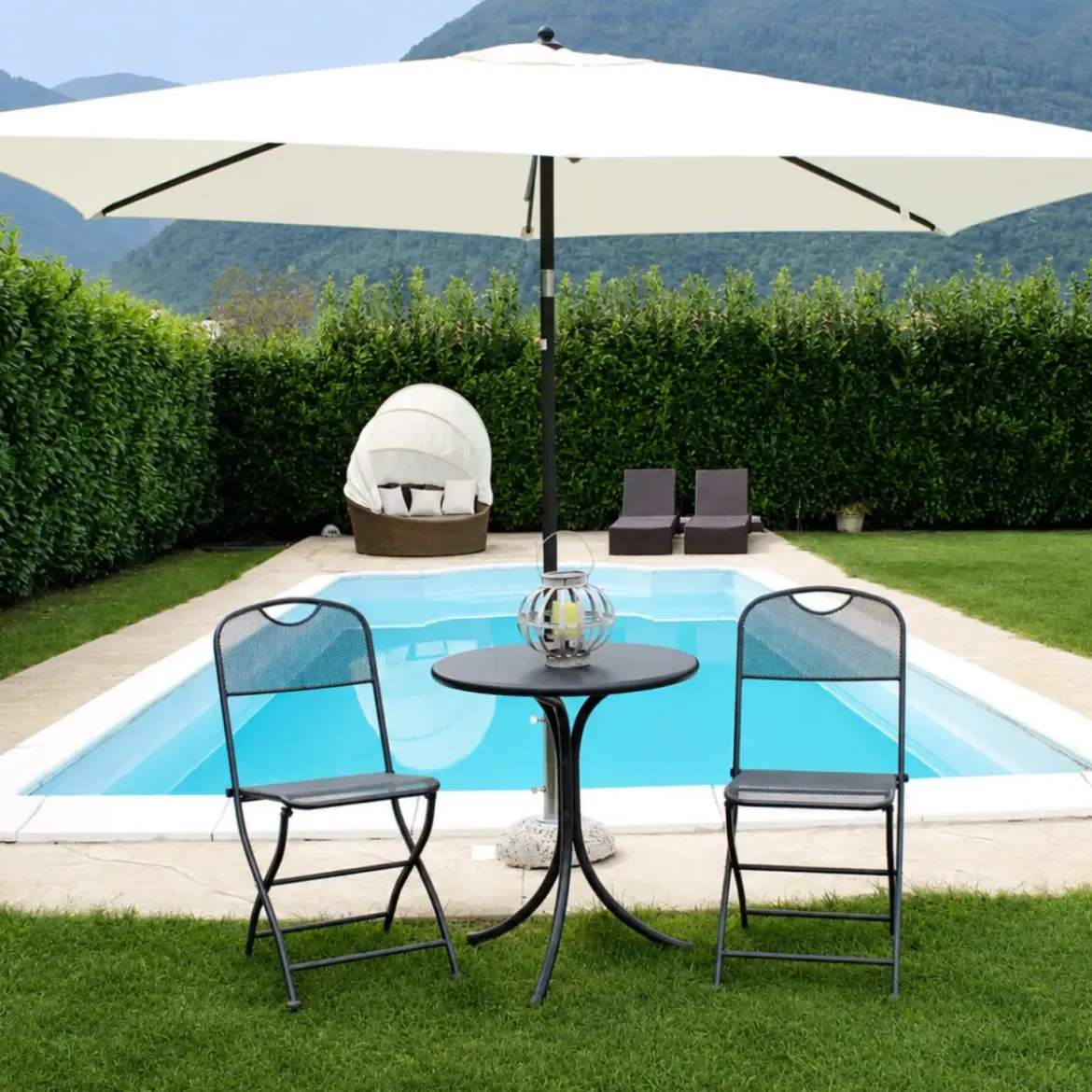 Ombrellone per Giardino 2x3 Rettangolare Ecrù Palo Centrale Alluminio