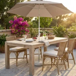 Ombrellone per Giardino 3x3 Rotondo Tortora Palo Centrale Alluminio