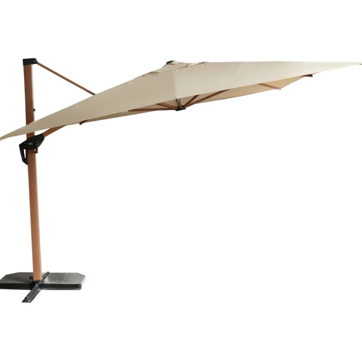 Ombrellone 3x4 Alluminio Effetto Legno Palo Laterale per Giardino Sabbia