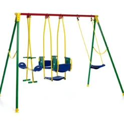 Outlet Altalena per Bambini 5 Posti da Giardino Corde Regolabili