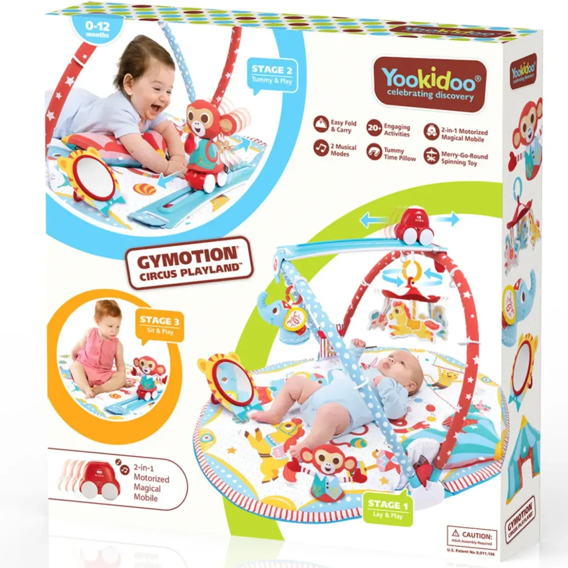 Palestrina Evolutiva Neonato Circo 3 in 1 con Giostra e Giochi 85x100 cm
