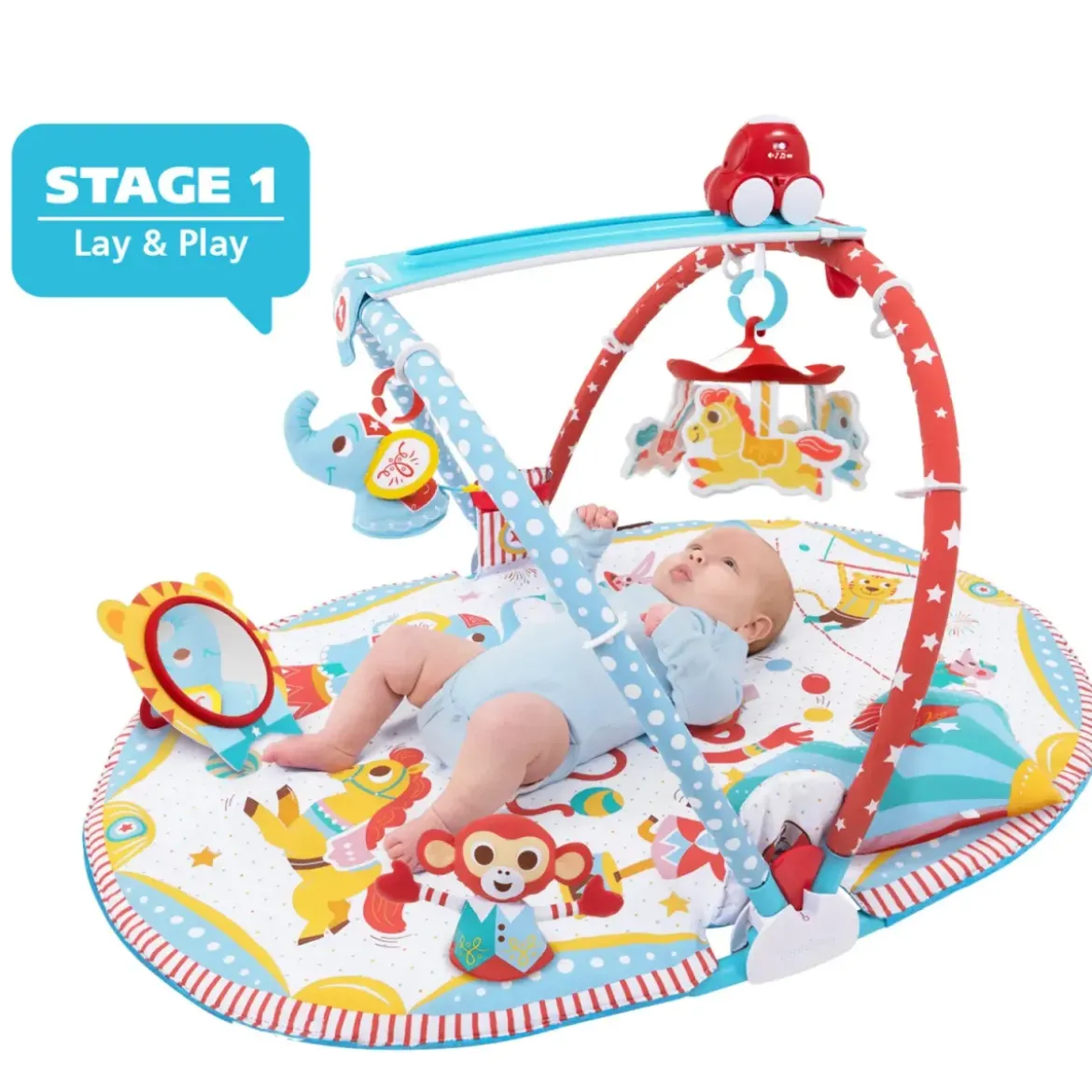 Palestrina Evolutiva Neonato Circo 3 in 1 con Giostra e Giochi 85x100 cm