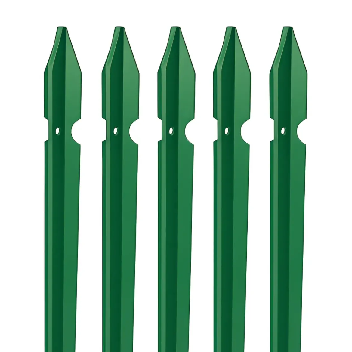 10 Paletti 125 cm per Recinzione in Ferro Plastificato Verde