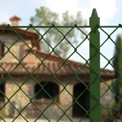 10 Paletti per Recinzione Alti 200 cm in Ferro Verde per Rete Metallica