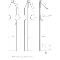 10 Paletti per Recinzione a T 175 cm 30x30 in Ferro Zincato Pali Metallo