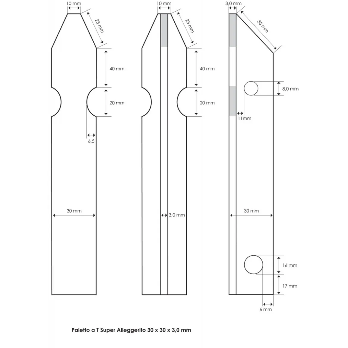 10 Paletti per Recinzione a T 125 cm 30x30 in Ferro Zincato Pali Metallo
