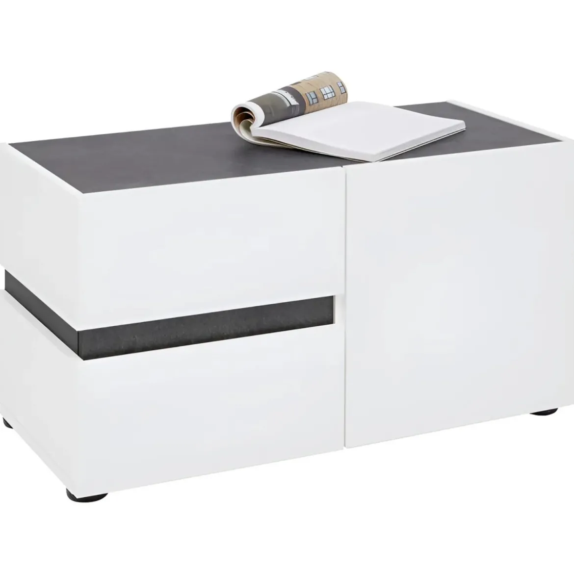 Panca Scarpiera Bianca 80x38x42 cm 1 Anta 2 Cassetti Soft-Close