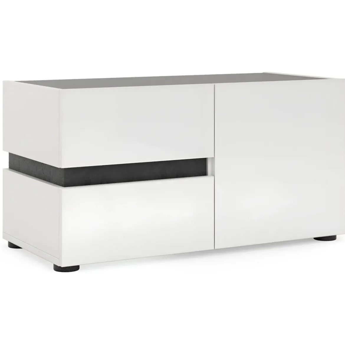 Panca Scarpiera Bianca 80x38x42 cm 1 Anta 2 Cassetti Soft-Close