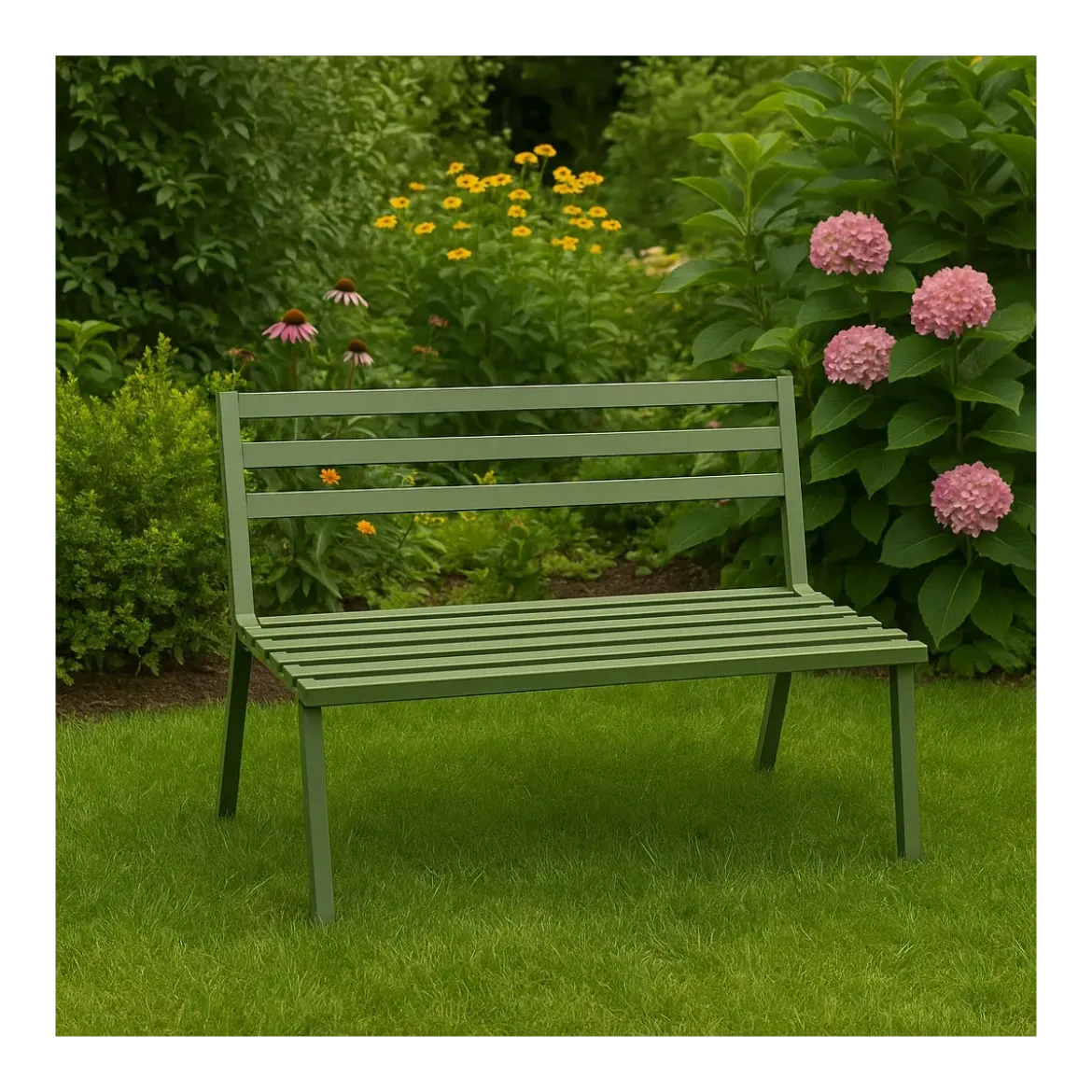 Panchina Verde per Esterno da Giardino in Acciaio 127x61x80 cm