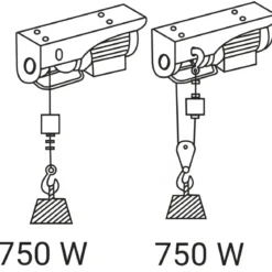 Paranco Elettrico 750W Portata 200/400kg a Fune Sollevamento 18m