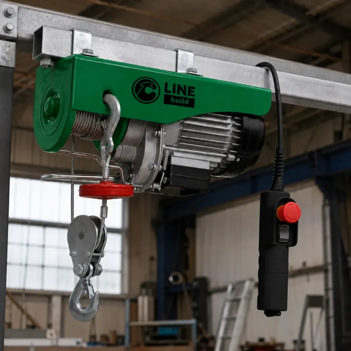 Paranco Elettrico 750W Portata 200/400kg a Fune Sollevamento 18m