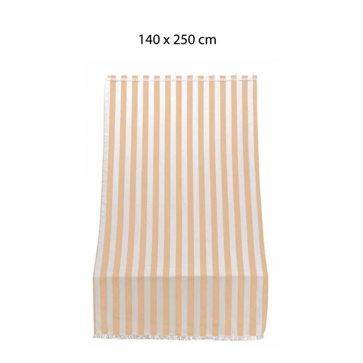 Parasole Tenda a Righe Beige 140x250 a Soffitto con Anelli per Terrazzo