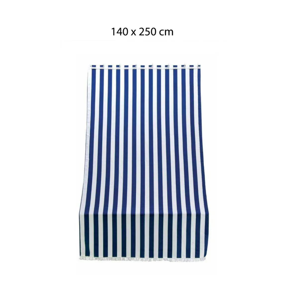 Parasole 140x250 Tenda a Righe Blu a Soffitto con Anelli per Terrazzo