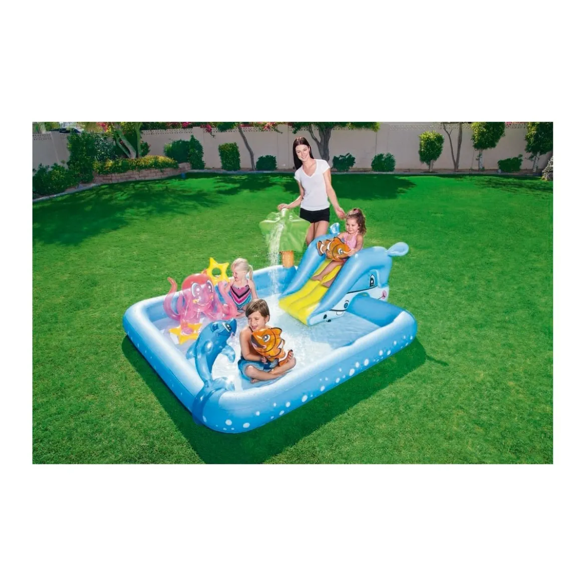 Parco Giochi Acquatico 239x206x86 Gioco Piscina Gonfiabile con Scivolo Bambini