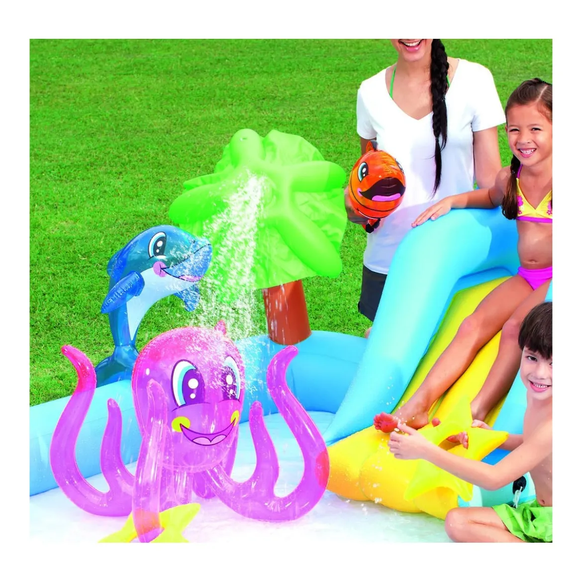 Parco Giochi Acquatico 239x206x86 Gioco Piscina Gonfiabile con Scivolo Bambini