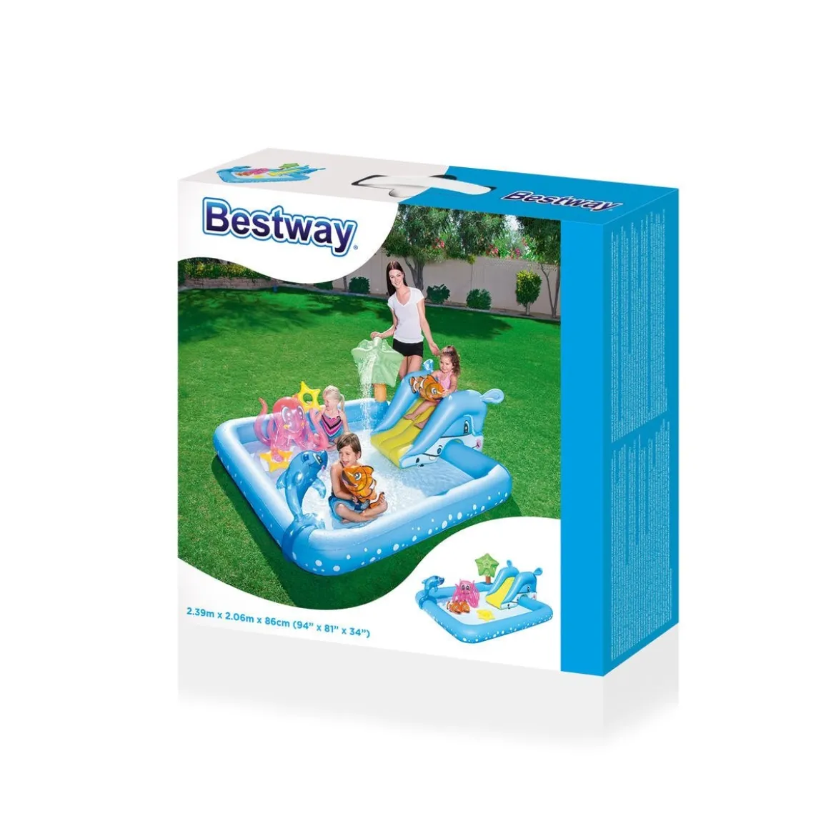 Parco Giochi Acquatico 239x206x86 Gioco Piscina Gonfiabile con Scivolo Bambini