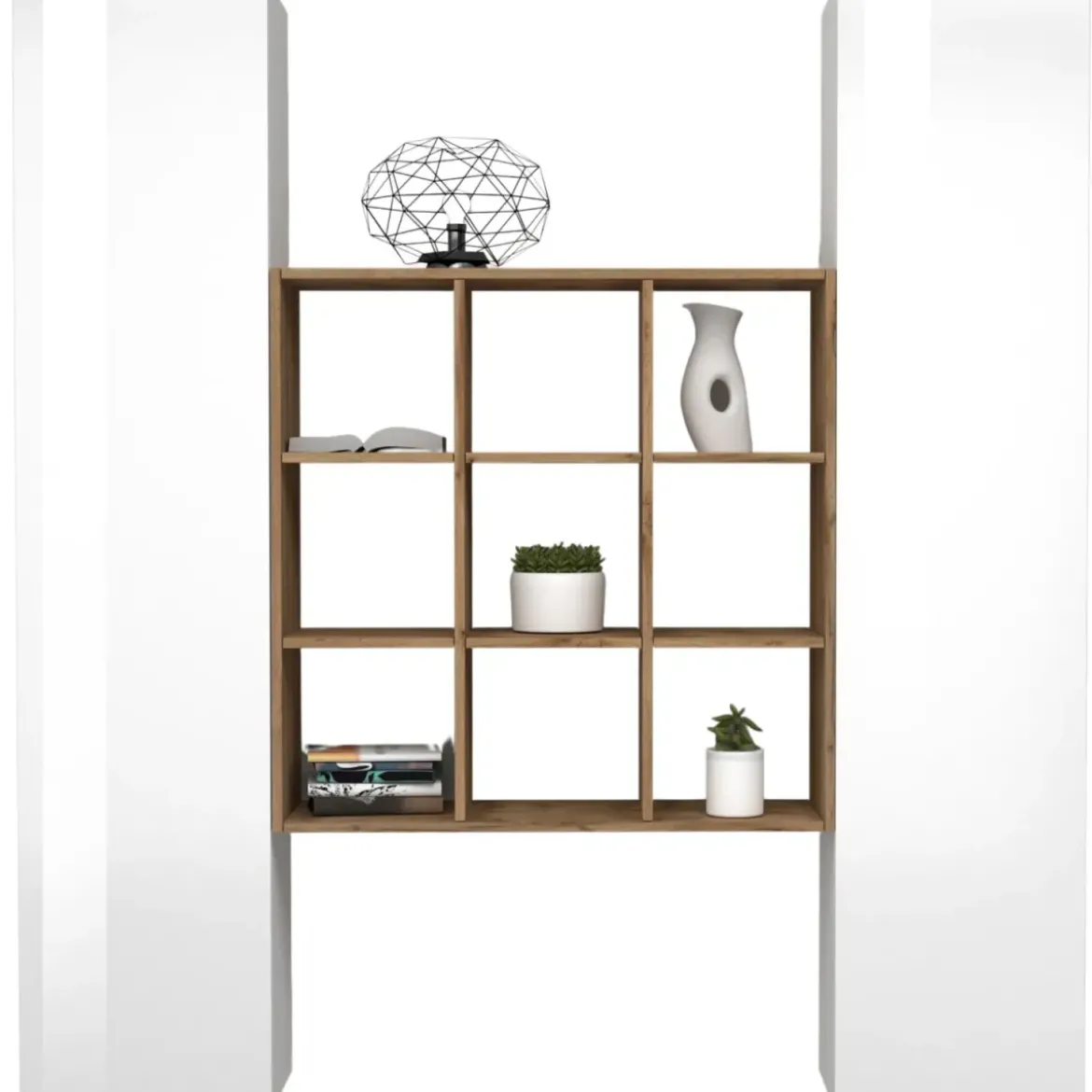 Parete Attrezzata Libreria Soggiorno Bianco Lucido Rovere 170 cm