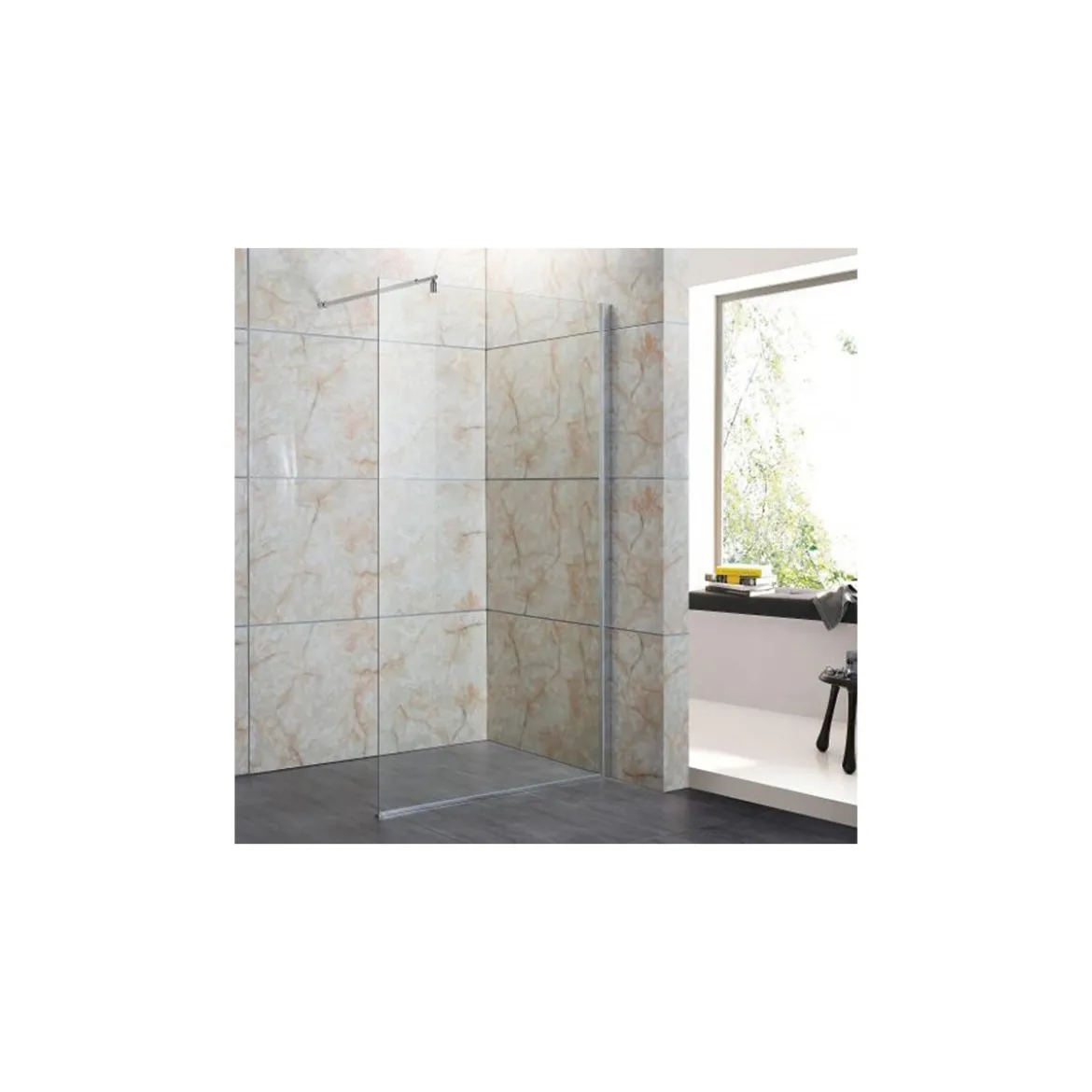 Parete Doccia Fissa 8 mm Walk In 80 90 100 110 120 Box Lato Anta Cristallo Vetro